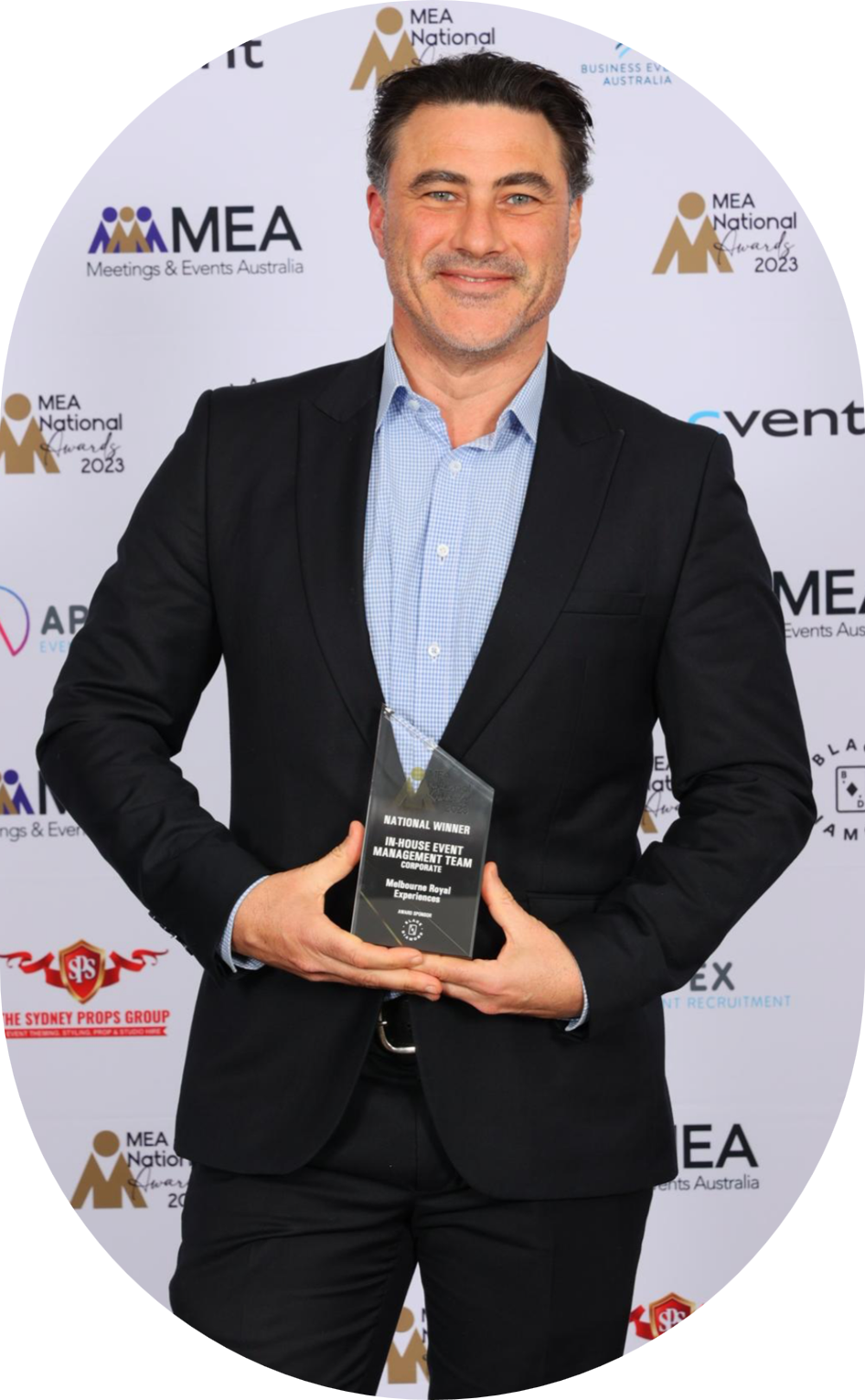 Pictured: James Gilham, Melbourne Royal Senior Business Development Manager accepting the award on behalf of the Melbourne Royal Experiences team.