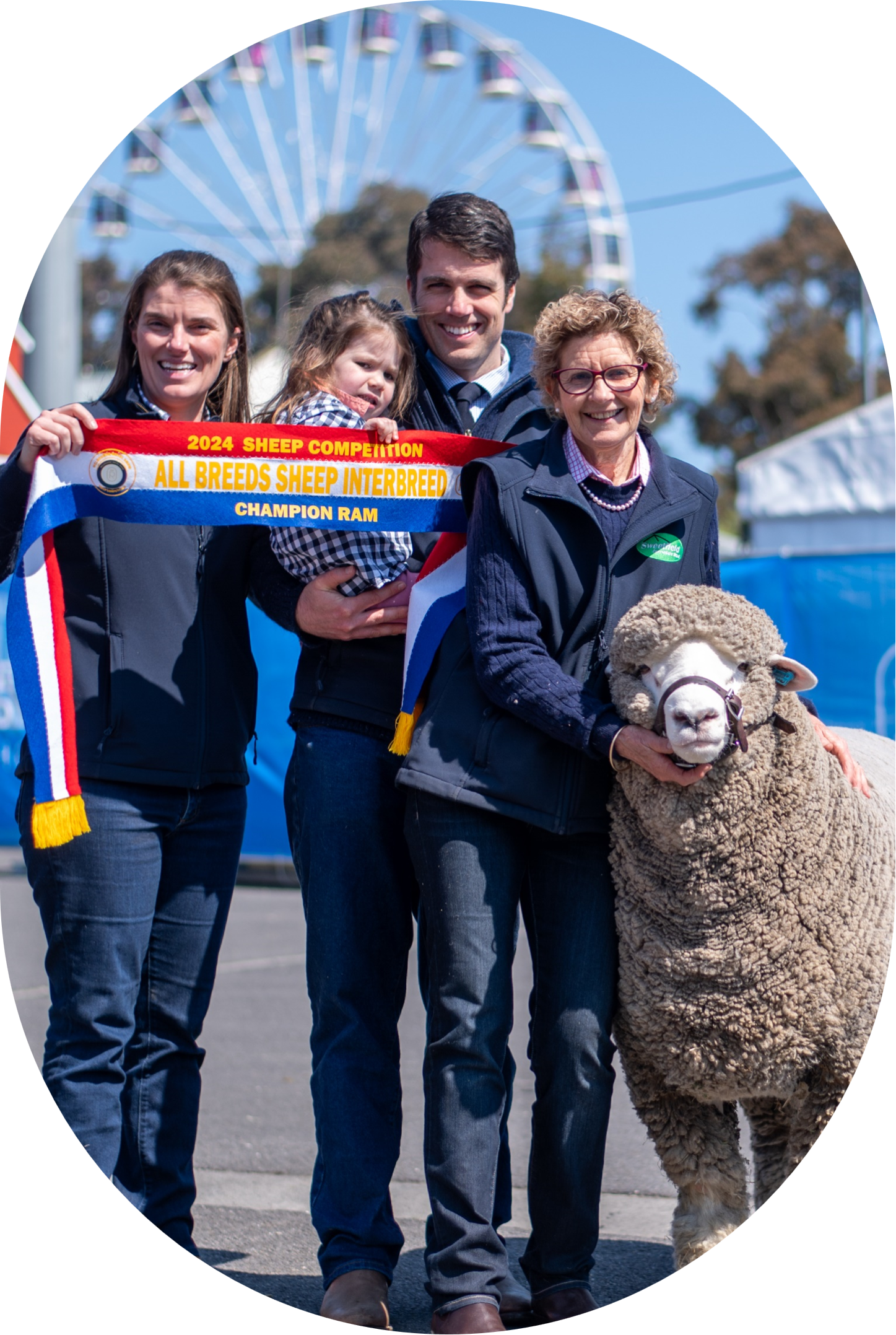 Pictured: Bron Ellis with her winning Ram (right)